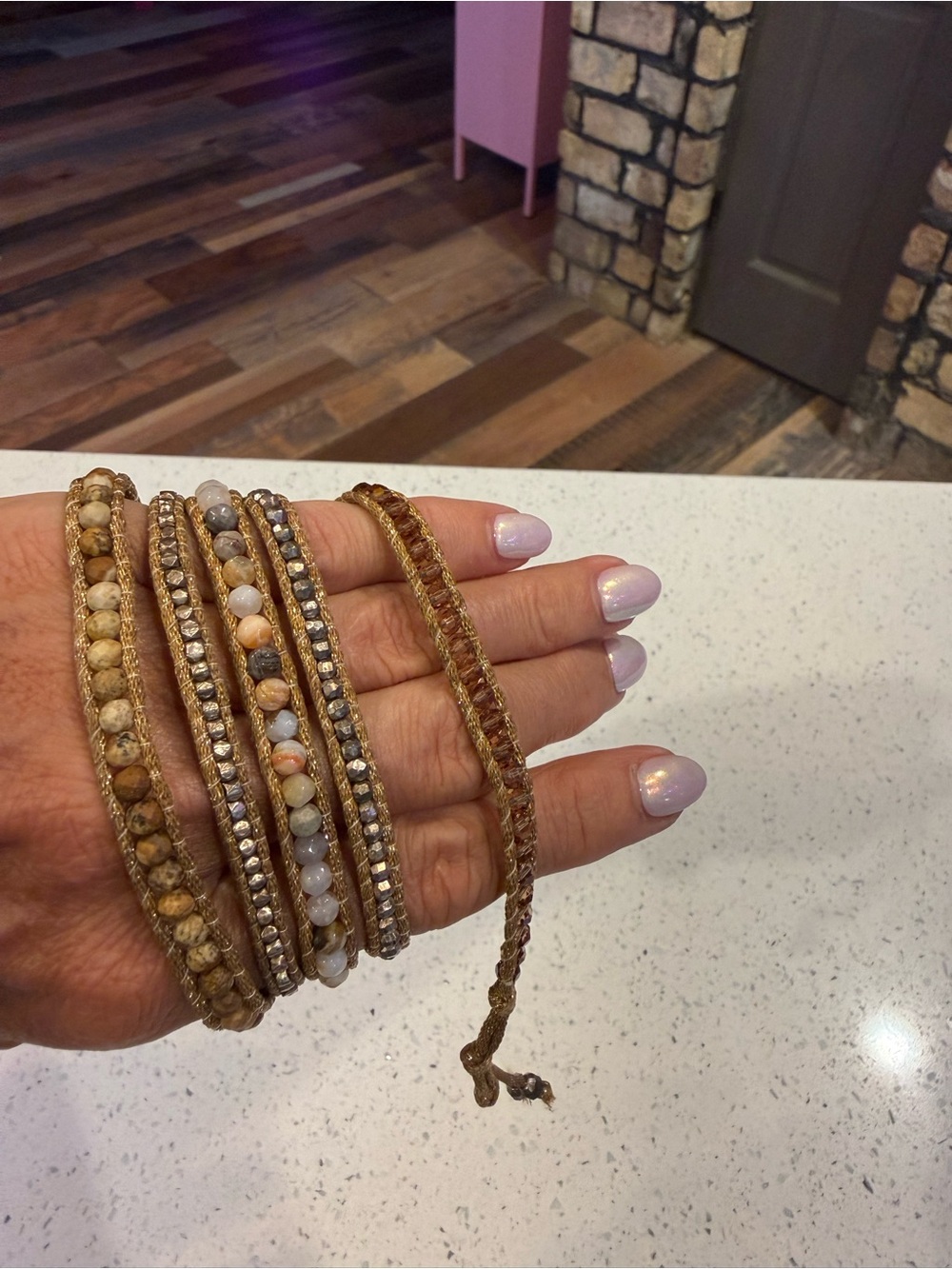 Chan Luu Tan and Cream Beaded Multi-Strand Wrap Bracelet